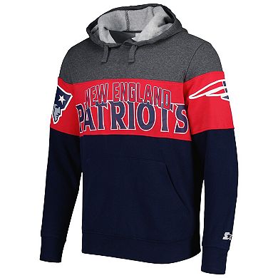 Men's Starter Heather Charcoal/Navy New England Patriots Extreme Pullover Hoodie