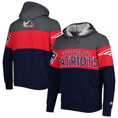 Men's Starter Heather Charcoal/Navy New England Patriots Extreme Pullover Hoodie