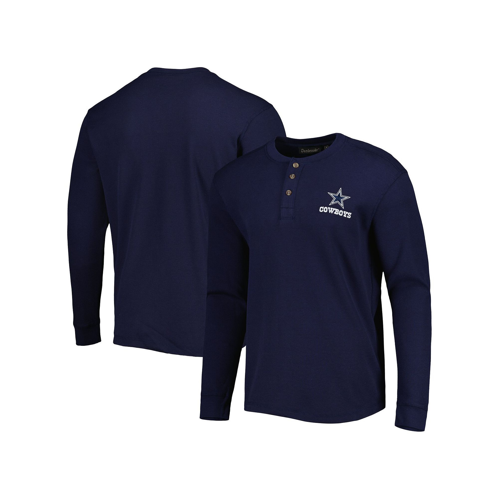 Mens Navy Dallas Cowboys Maverick Thermal Henley Long Sleeve T-Shirt, Size
