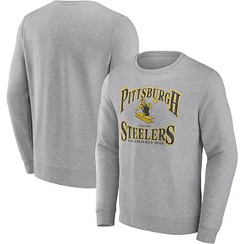 Men's Fanatics Branded Heathered Charcoal Pittsburgh Steelers Playability Pullover Sweatshirt