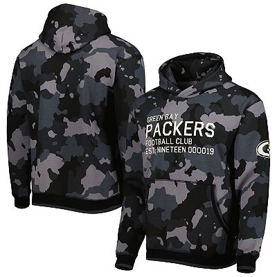 Men s The Wild Collective Black Green Bay Packers Camo Pullover Hoodie