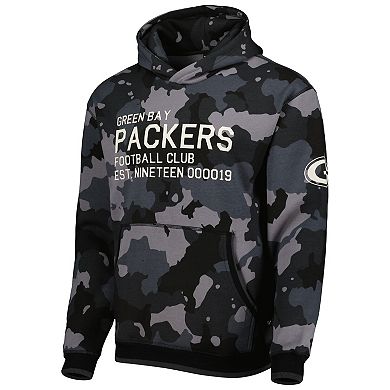 Men's The Wild Collective Black Green Bay Packers Camo Pullover Hoodie