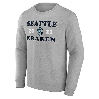 Men's Fanatics Branded Heather Charcoal Seattle Kraken Fierce Competitor Pullover Sweatshirt