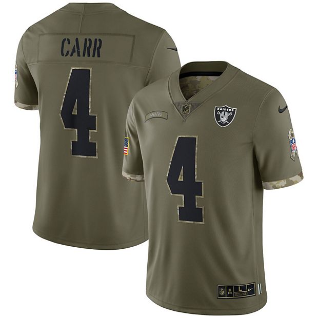Men's Nike Derek Carr Olive Las Vegas Raiders 2022 Salute To Service  Limited Jersey
