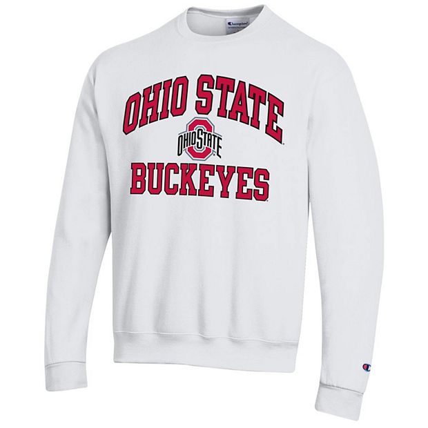 Men's Champion White Ohio State Buckeyes High Pullover Sweatshirt