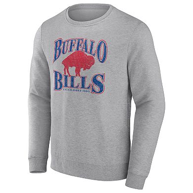 Men's Fanatics Branded Heathered Charcoal Buffalo Bills Playability Pullover Sweatshirt