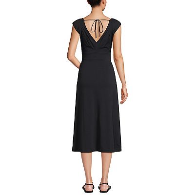Women's Lands' End Off-The-Shoulder Wrap Midi Dress