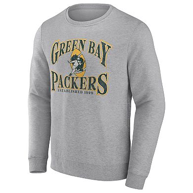 Men's Fanatics Branded Heathered Charcoal Green Bay Packers Playability Pullover Sweatshirt