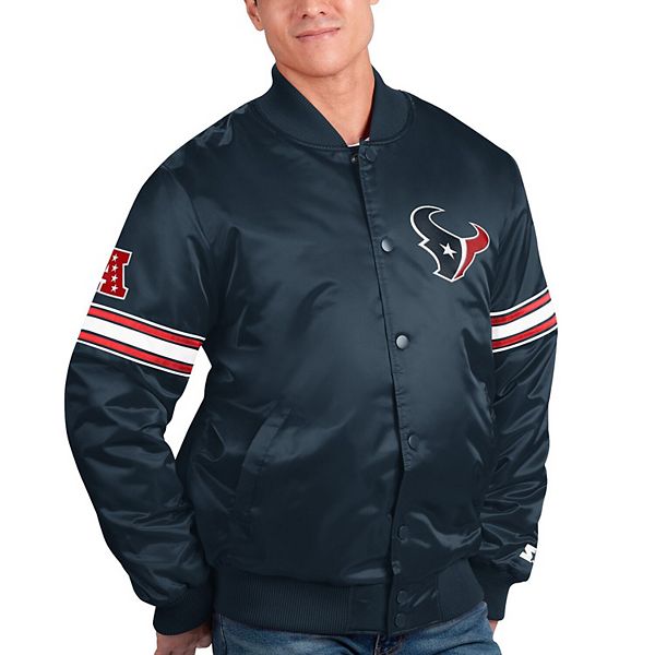 Men's Starter Navy Houston Texans The Pick and Roll Full-Snap Jacket Size: Large