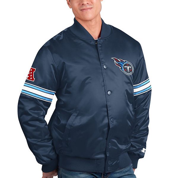 Men's Starter Navy Tennessee Titans The Pick and Roll Full-Snap Jacket