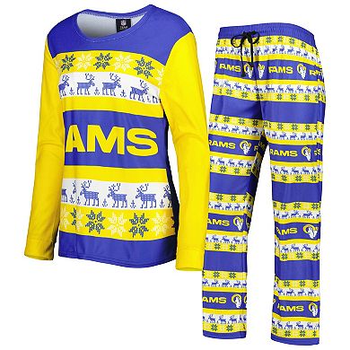 Women's FOCO Royal Los Angeles Rams Holiday Ugly Pajama Set