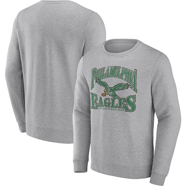 Men's Mitchell & Ness Heathered Gray Philadelphia Eagles Allover Print  Fleece Pullover Sweatshirt