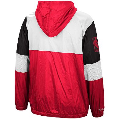 Men's Mitchell & Ness Scarlet Portland Trail Blazers Hardwood Classics Surprise Win Quarter-Zip Jacket