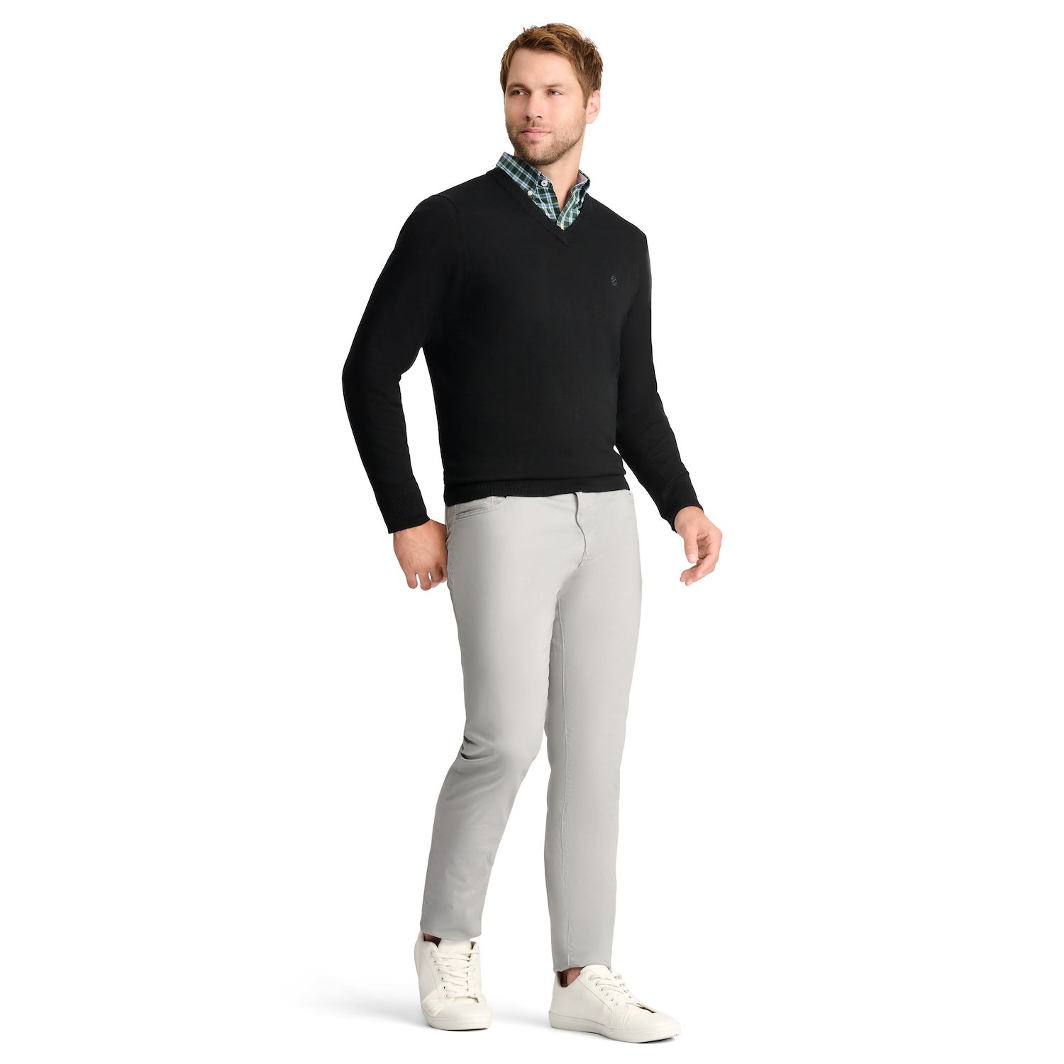 Izod Mens Men's Fine Gauge V-neck Sweater Vest Cotton Mens