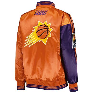 Women's Starter Purple/Orange Phoenix Suns Split Colorblock Satin Full-Snap Varsity Jacket