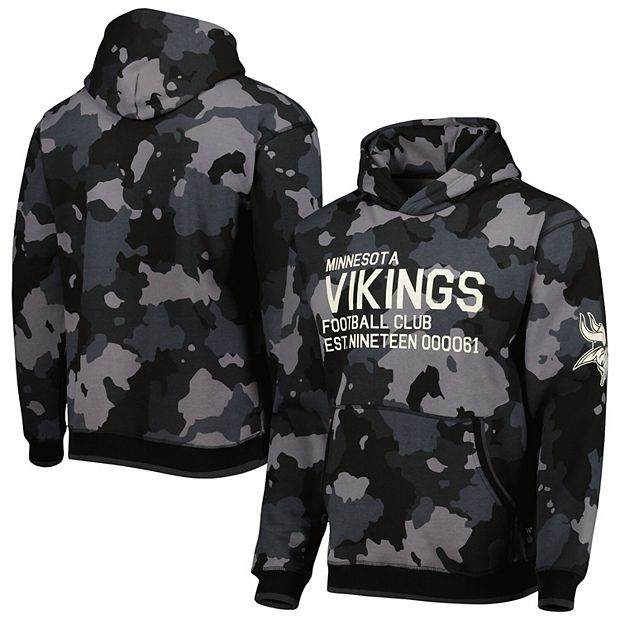 Men's The Wild Collective Black Minnesota Vikings Camo Pullover Hoodie