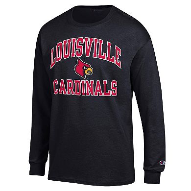 Men's Champion Black Louisville Cardinals High Motor Long Sleeve T-Shirt