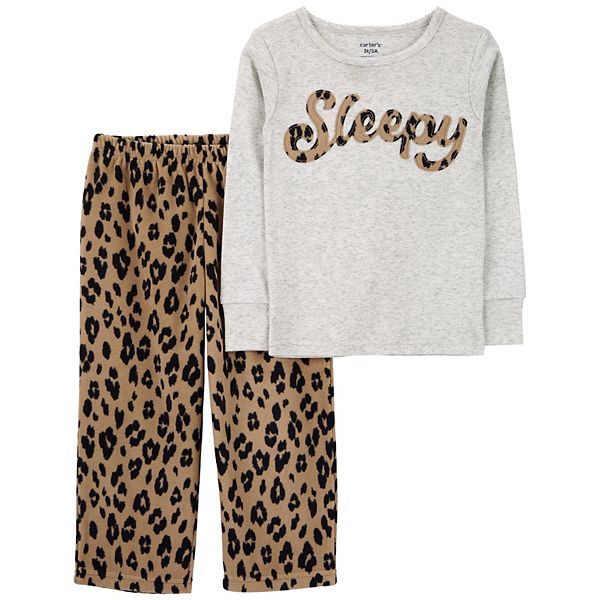 Girls 4-14 Carter's Leopard Fleece Top & Bottoms Pajama Set