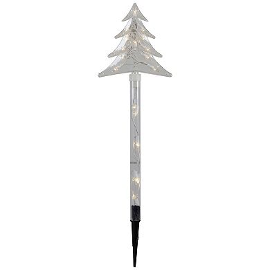 4ct Lighted Christmas Tree Pathway Marker with Lawn Stakes White Wire - Clear Lights