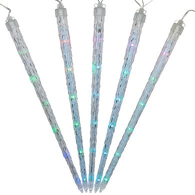 5 Multi Color Dripping Transparent Icicle Christmas Light Tubes - 13 ft Clear Wire