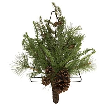 21" Pine Christmas Tree Wall Hanging Decoration with Pinecones
