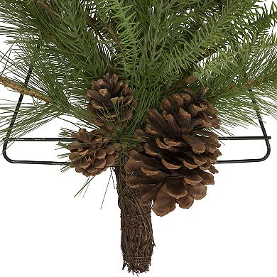 21" Pine Christmas Tree Wall Hanging Decoration with Pinecones