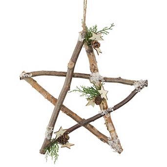 13.75" Snowy Pinecone Branch Christmas Star Wall Decor