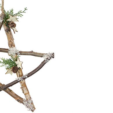 13.75" Snowy Pinecone Branch Christmas Star Wall Decor