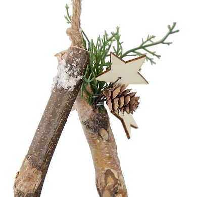 13.75" Snowy Pinecone Branch Christmas Star Wall Decor