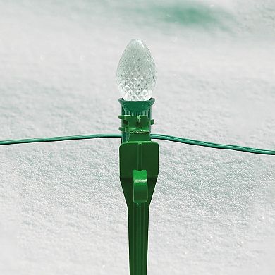 Set of 100 Green 2-in-1 Christmas Decorations Tie Down and Light Stakes- 7.5"