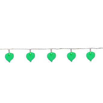 10-Count Green Leaf Patio Novelty Christmas Light Set 6ft White Wire