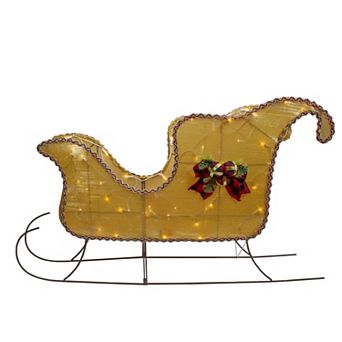 Lighted Gold Shiny Christmas Sleigh Outdoor Yard Decoration 36-inch
