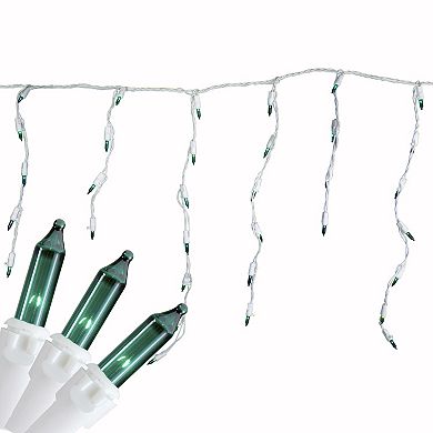 100 Count Teal Mini Icicle Christmas Lights 3.5 ft White Wire