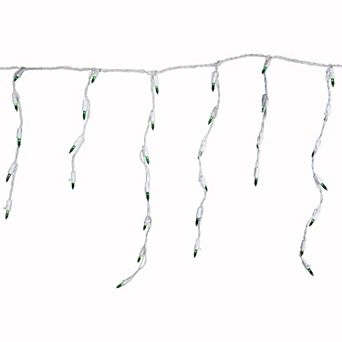 100 Count Green Mini Icicle Christmas Lights - 3.5 ft White Wire