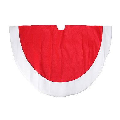 48" Red and White Traditional Christmas Tree Skirt with Border