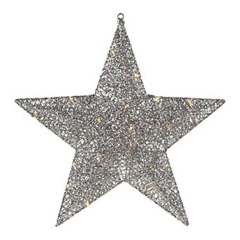 18" LED Lighted Silver Hanging Star Outdoor Christmas Decoration