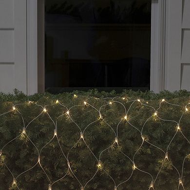 2' x 8' Warm White LED Wide Angle Net Style Column Wrap Christmas Lights White Wire