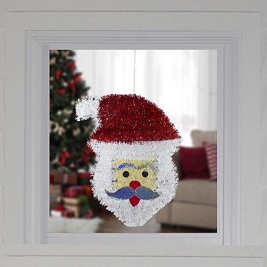 19" Tinsel Santa Claus Christmas Window Decoration