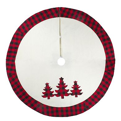 48" White Red and Black Buffalo Plaid Tree Christmas Tree Skirt