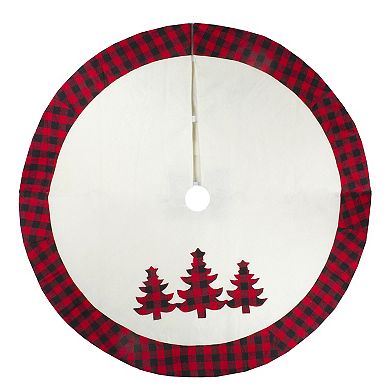 48" White  Red and Black Buffalo Plaid Tree Christmas Tree Skirt
