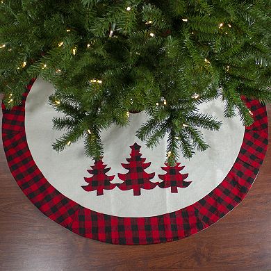 48" White Red and Black Buffalo Plaid Tree Christmas Tree Skirt