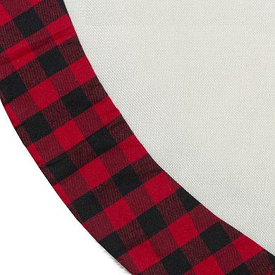 48" White Red and Black Buffalo Plaid Tree Christmas Tree Skirt