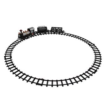 9 pc Battery Operated Black and Silver Lighted & Animated Classic Train Set with Sound