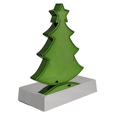 Shiny Green LED Lighted Christmas Tree Stocking Holder 7"
