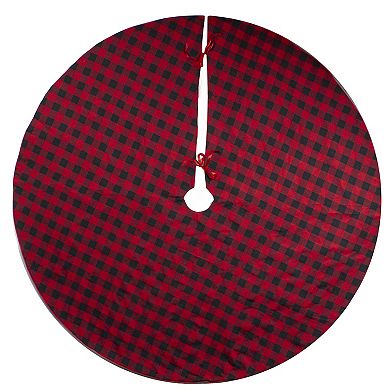 48" Red and Black Buffalo Plaid Christmas Tree Skirt