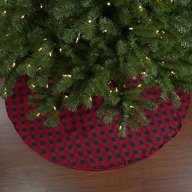48" Red and Black Buffalo Plaid Christmas Tree Skirt