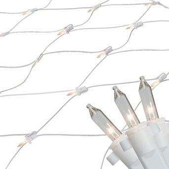 4' x 6' Clear Mini Net Style Christmas Lights White Wire