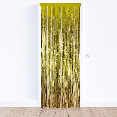 Gold Tinsel Christmas Window or Door Curtain 3' x 8'