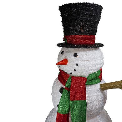 60" Lighted Tinsel Snowman Outdoor Christmas Decoration