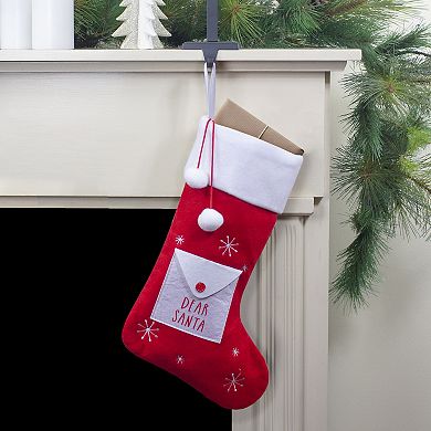 19" Red and White "Dear Santa" Envelope Christmas Stocking